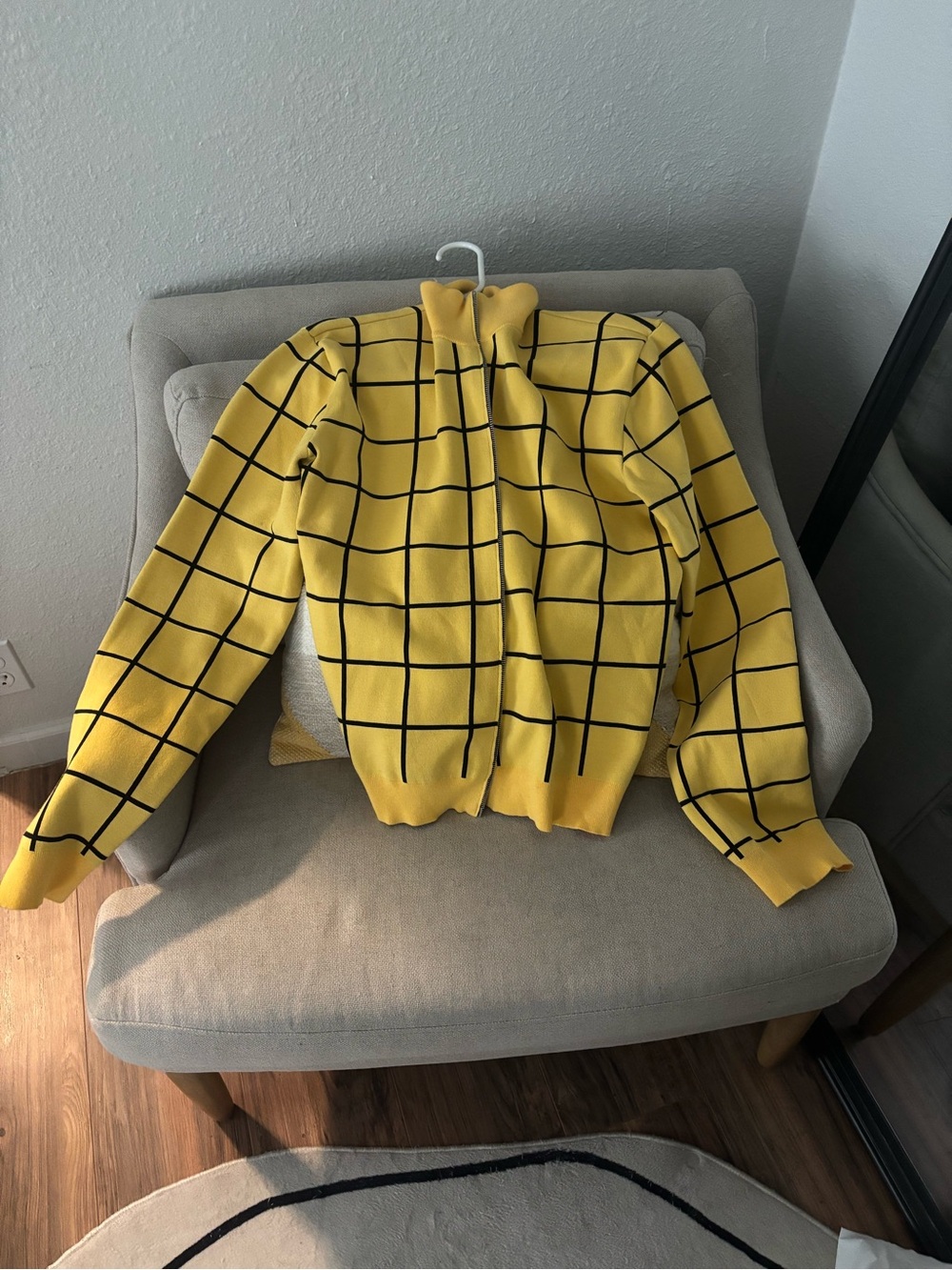 Marni Yellow Zip-Up Grid Knit Sweater - Picture 1 of 3